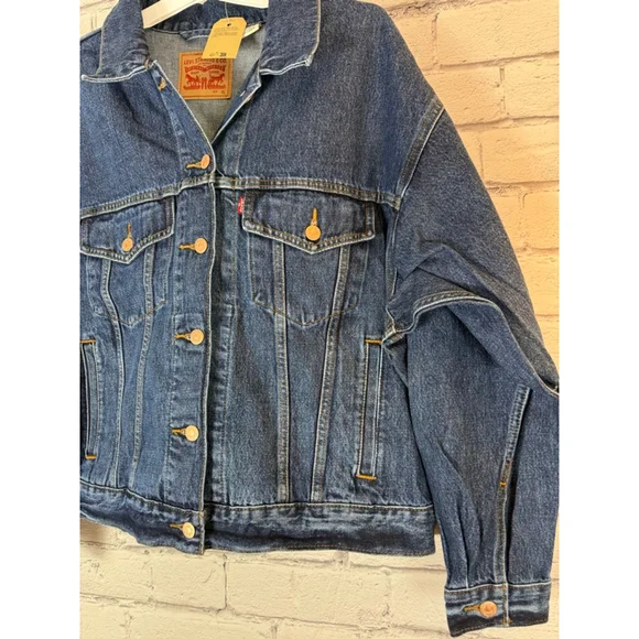 Women's Levi's '90s Trucker Jean Jacket size XL Denim Jacket NWT Dark Wash - Picture 7 of 12